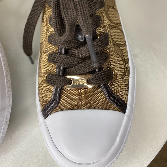 COACH Brown Signature Outline Canvas Empire Low Top Sneakers (Designer) - Picture 10 of 10
